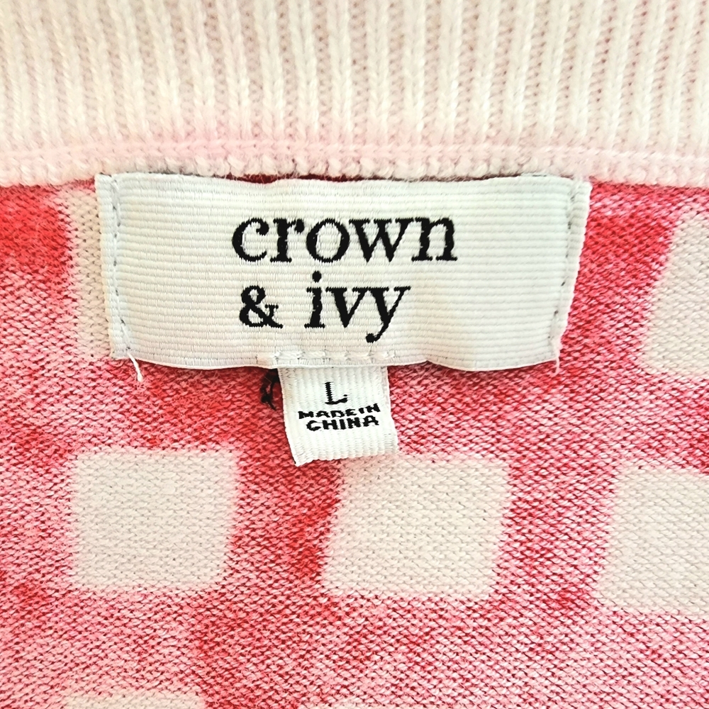 crown & ivy Red and White Windowpane Open-Front Cardigan - Picture 7 of 7
